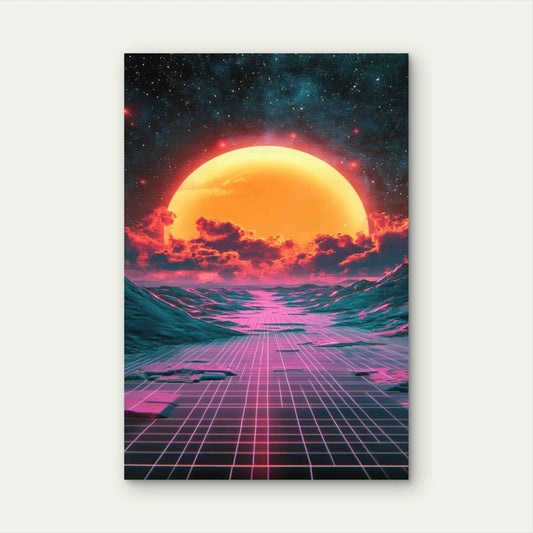 Retro 70s Vibe Background 40x60cm Metal Print Ready to Hang