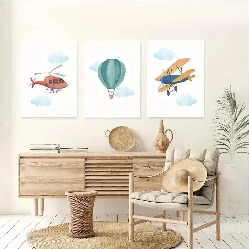 3pcs Artistic Airplane Versatile Seasonal Art Metal Print Ready to Hang Art - Bella Home Decor