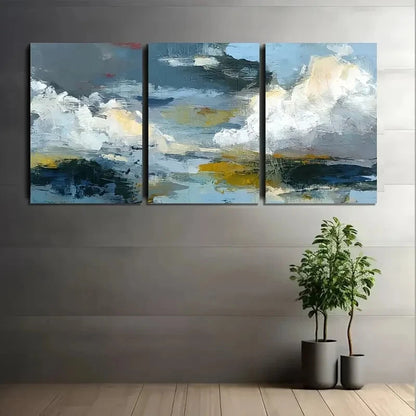 3pcs Clouds and Sky Abstract Painting Poster Metal Print Ready to Hang Art - Bella Home Decor