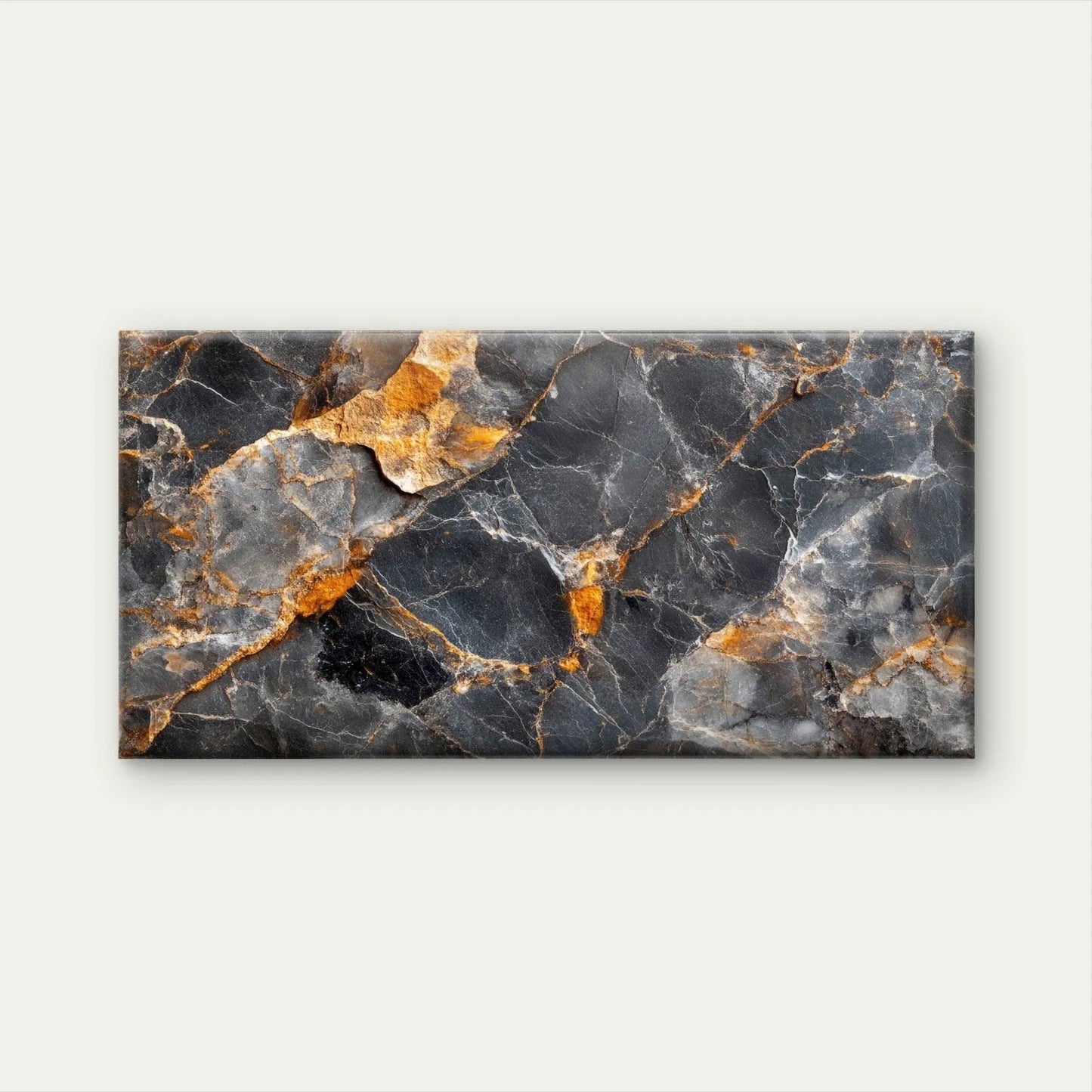 Black Marble Texture Gold Veins Wall Art Canvas Office Home Room Framed 120x60cm