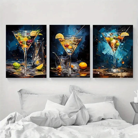 3pcs Red Rooster Tail Fruit and A Straw Metal Print Ready to Hang Art