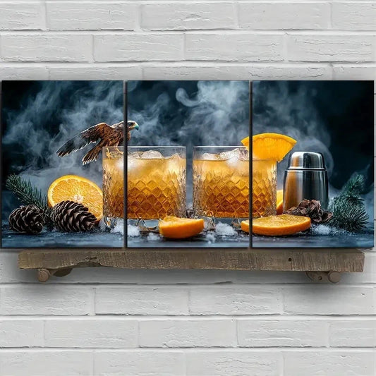 3pcs Pinecone And Orange Juice Wall Art Set Canvas Framed 60x90cm - High Quality Print 100% Australian Made Wall Canvas Ready to Hang