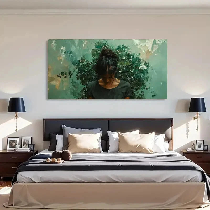 Abstract Female Portrait Modern Wall Art Canvas Office Home Room Framed 120x60cm - Bella Home Decor