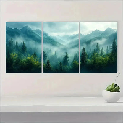 3pcs Appalachian Mountains Watercolor Painting Metal Print Ready to Hang Art - Bella Home Decor