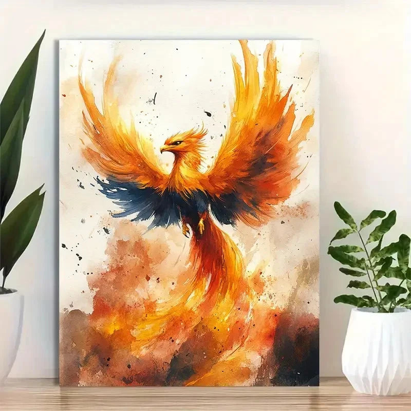 Beautiful Vibrant Phoenix Fantasy Painting  40x60cm Metal Print Ready to Hang