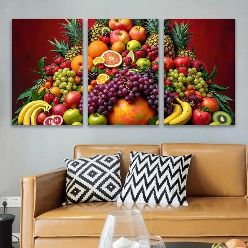 3pcs Colorful Fruit Still Life Wall Art Set Canvas Framed 60x90cm - High Quality Print 100% Australian Made Wall Canvas Ready to Hang - Bella Home Decor