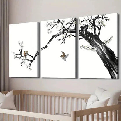 3pcs Birds and Plum Blossom Decoration Wall Art Canvas Unframed - High Quality Print 100% Australian Made Wall Canvas - Bella Home Decor