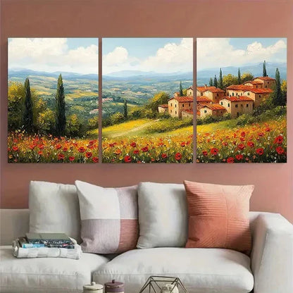 3pcs Tuscany Countryside Italian Landscape Scene Wall Art Canvas Unframed - High Quality Print 100% Australian Made Wall Canvas