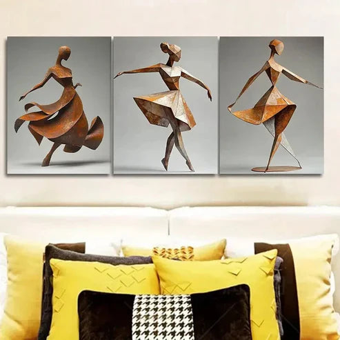 3pcs Rusty Metal Girl Modern & Elegant Wall Art Set Canvas Unframed - High Quality Print 100% Australian Made Wall Canvas
