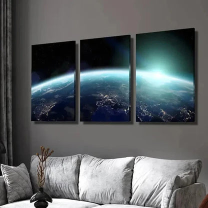 3pcs The Blue Earth Seen from Space Wall Art Set Canvas Unframed - High Quality Print 100% Australian Made Wall Canvas