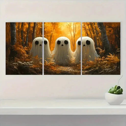 3pcs Autumn Forest Halloween Decor Wall Art Set Canvas Unframed - High Quality Print 100% Australian Made Wall Canvas - Bella Home Decor