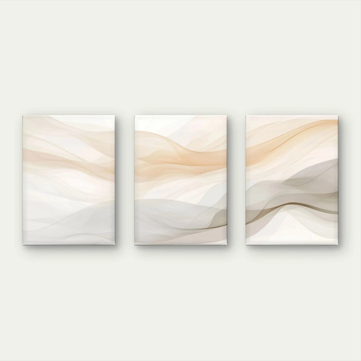 3pcs Neutral Beige Wavy Abstract Lines Wall Art Set Canvas Framed 50x70cm - High Quality Print 100% Australian Made Wall Canvas Ready to Hang