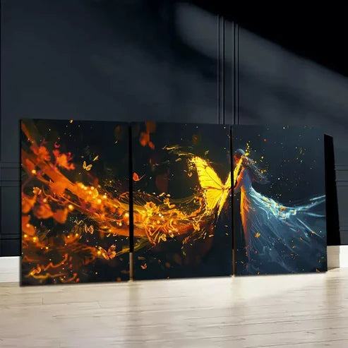 3pcs Butterfly Wing Wall Art Canvas Unframed - High Quality Print 100% Australian Made Wall Canvas - Bella Home Decor