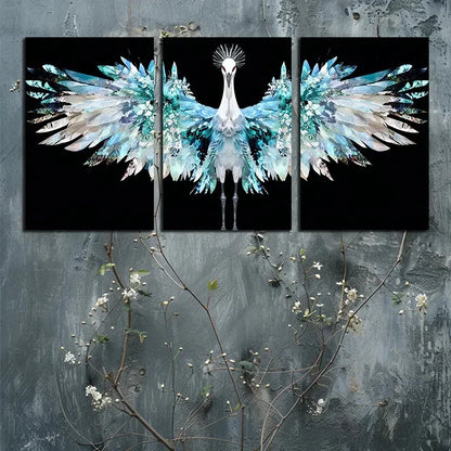 3pcs Crane Among the Flowers Design Metal Print Ready to Hang Art - Bella Home Decor