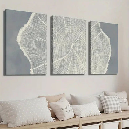 3pcs Simple Tree Growth Ring Illustration Wall Art Set Canvas Unframed - High Quality Print 100% Australian Made Wall Canvas