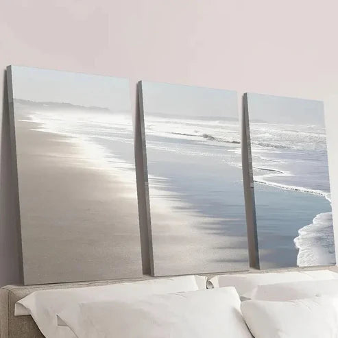 3pcs fresh and natural beach scenery Wall Art Set Canvas Unframed - High Quality Print 100% Australian Made Wall Canvas - Bella Home Decor