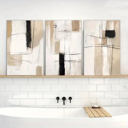 3pcs Painting Modern Abstract Neutral Wall Decor Metal Print Ready to Hang Art - Bella Home Decor