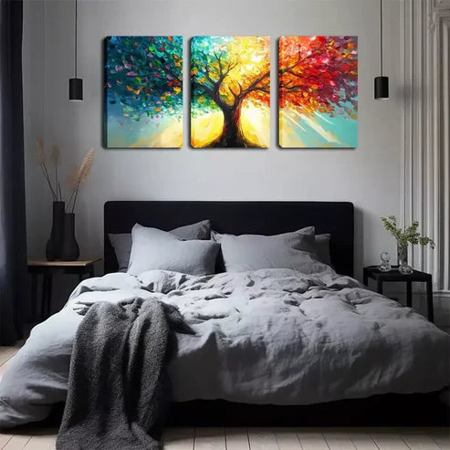 3pcs Colorful Tree Wall Art Canvas Unframed - High Quality Print 100% Australian Made Wall Canvas - Bella Home Decor