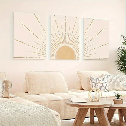 3pcs Bohemian Sunlight Medieval Retro    Wall Art Set Canvas Framed 60x90cm - High Quality Print 100% Australian Made Wall Canvas Ready to Hang - Bella Home Decor