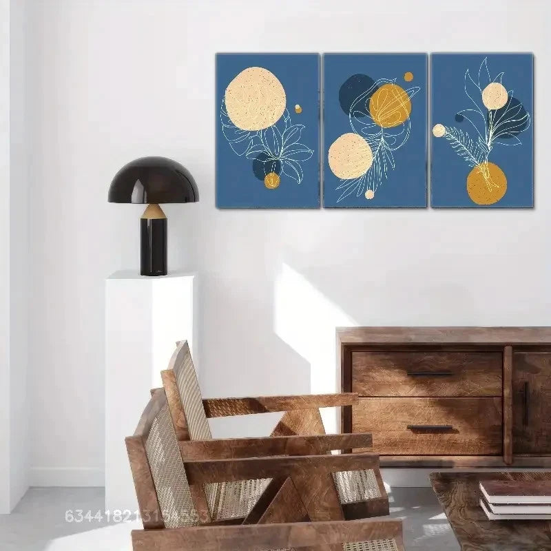 3pcs Abstract Leaf Line Decorative Poste Metal Print Ready to Hang Art - Bella Home Decor