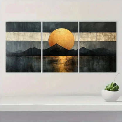 3pcs Black and Gray Geometric Abstract hk   Wall Art Set Canvas Framed 40x60cm - High Quality Print 100% Australian Made Wall Canvas Ready to Hang - Bella Home Decor