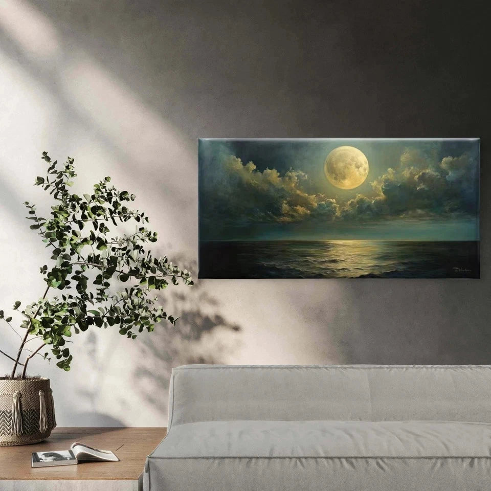 Ocean & Mysterious Clouds Wall Art Canvas Office Home Room Framed 120x60cm