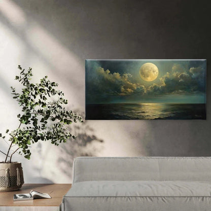 Ocean & Mysterious Clouds Wall Art Canvas Office Home Room Framed 120x60cm