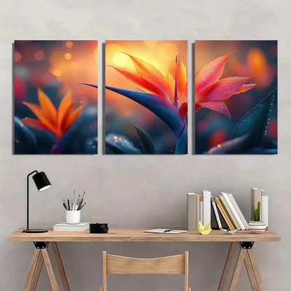 3pcs Bird Of Paradise Tropical Plant Perfect Wall Art Set Canvas Framed 40x60cm - High Quality Print 100% Australian Made Wall Canvas Ready to Hang - Bella Home Decor