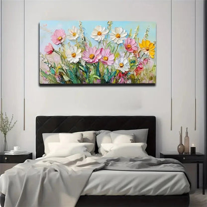 Accompanied By A Vibrant Flower Wall Art Canvas Office Home Room Framed 120x60cm