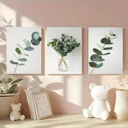 3pcs Eucalyptus Leaves Botanical Wall Art Canvas Unframed - High Quality Print 100% Australian Made Wall Canvas
