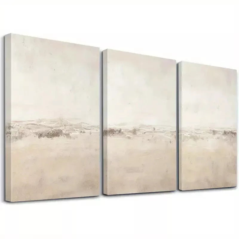 3pcs Beige & Brown Wall Art Set Canvas Framed 50x70cm - High Quality Print 100% Australian Made Wall Canvas Ready to Hang - Bella Home Decor
