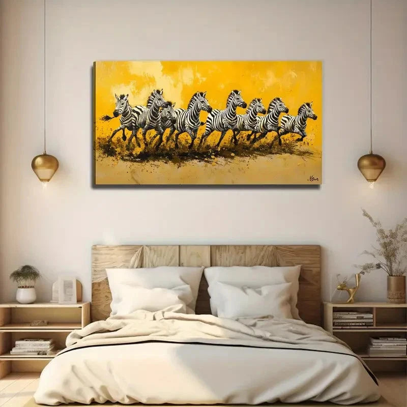 A Magical Group Of Zebra Wall Art Canvas Office Home Room Framed 120x60cm