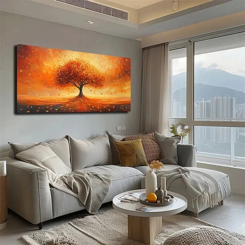 Fallen Leaves In The Air Wall Art canvas office home room framed 120x60cm - Bella Home Decor