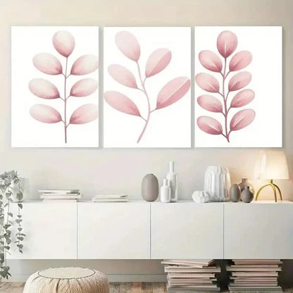3pcs Pink Leaves Botanical Art Wall Art Canvas Unframed - High Quality Print 100% Australian Made Wall Canvas