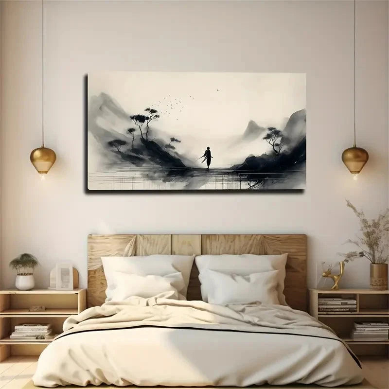 Harmonious Ink Painting Wall Art Canvas Office Home Room Framed 120x60cm