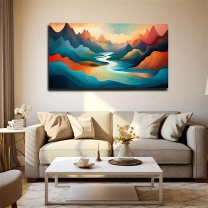 Rich Texture River Mountain Wall Art Canvas Office Home Room Framed 120x60cm