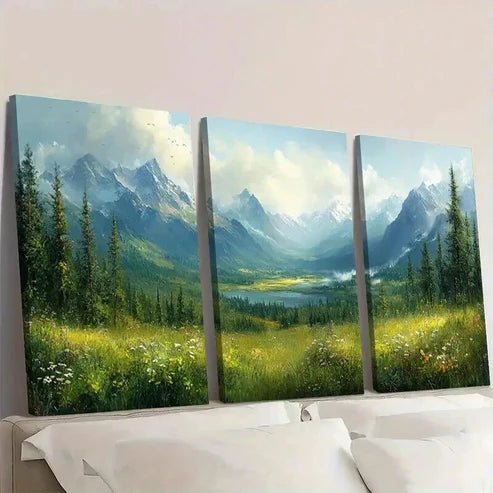 3pcs Colorful Blooming Flowers on Black Perfect Wall Art Canvas Unframed - High Quality Print 100% Australian Made Wall Canvas - Bella Home Decor