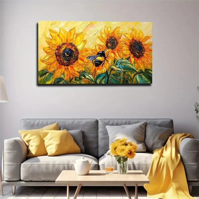 Yellow Chrysanthemum Impressive Wall Art Canvas Office Home Room Framed 120x60cm