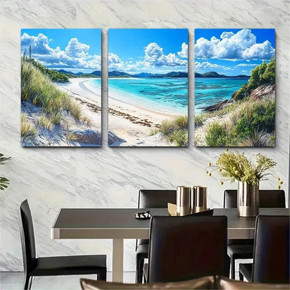 3pcs Whitsunday Art Australian Travel Wall Art Set Canvas Framed 60x90cm - High Quality Print 100% Australian Made Wall Canvas Ready to Hang