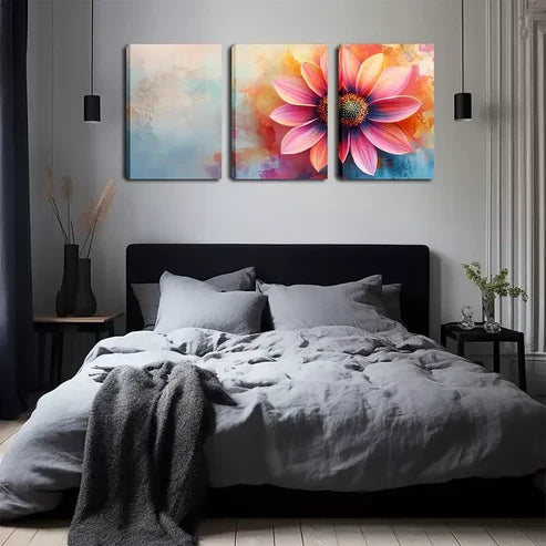 3pcs A Pink Flower Wall Art Canvas Unframed - High Quality Print 100% Australian Made Wall Canvas - Bella Home Decor