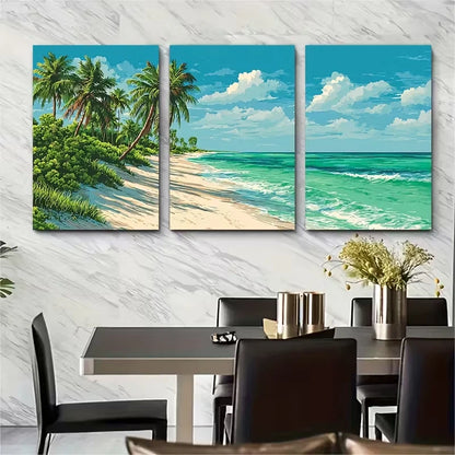 3pcs Beach Landscapes Metal Print Ready to Hang Art - Bella Home Decor