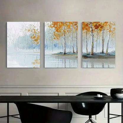 3pcs Chinese Lake Reflection Wall Painting Metal Print Ready to Hang Art - Bella Home Decor