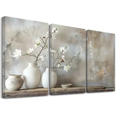 3pcs White Orchid Wall Art Set Canvas Unframed - High Quality Print 100% Australian Made Wall Canvas