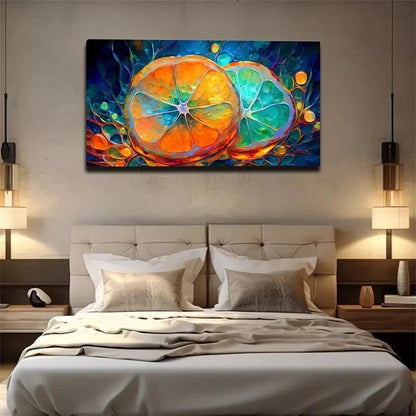 Impressive Orange Cut Wall Art Canvas Office Home Room Framed 120x60cm