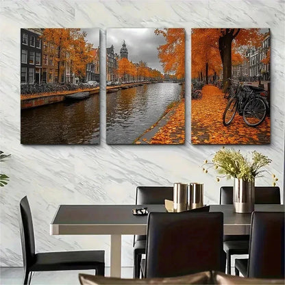 3pcs Black And White Urban Landscape Perfect Wall Art Set Canvas Framed 50x70cm - High Quality Print 100% Australian Made Wall Canvas Ready to Hang - Bella Home Decor