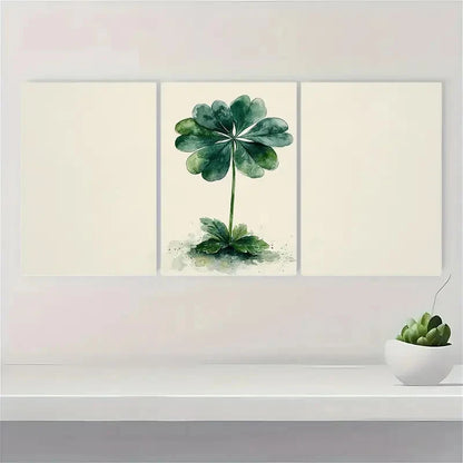 3pcs St. Patrick's Day Shamrock Watercolor Art Metal Print Ready to Hang Art - Bella Home Decor