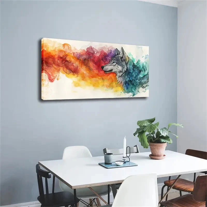 Red Blue Splash Smoke Effect Wall Art Canvas Office Home Room Framed 120x60cm - Bella Home Decor