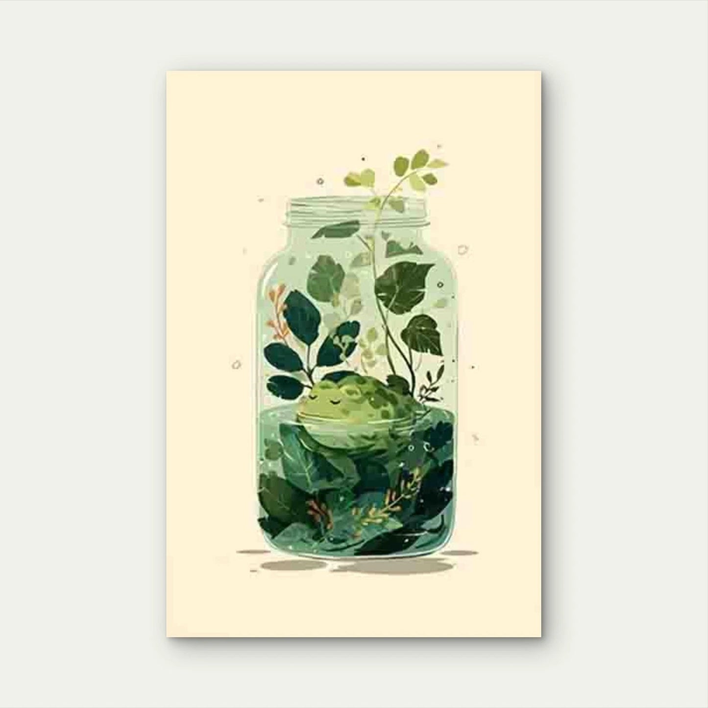 Frog Sanctuary in Bottle Metal Print Ready to Hang