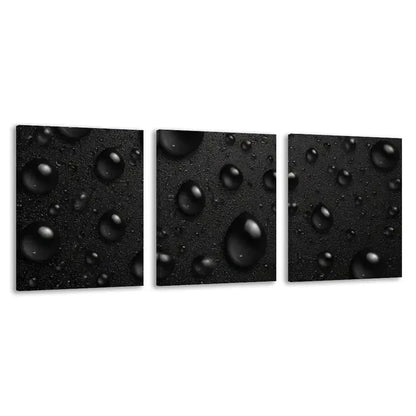 3pcs Black Water Droplets On A Dark Surface   Wall Art Set Canvas Framed 60x90cm - High Quality Print 100% Australian Made Wall Canvas Ready to Hang - Bella Home Decor
