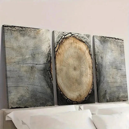 3pcs Oak Wood Forest Tree Ring FG    Wall Art Set Canvas Framed 40x60cm - High Quality Print 100% Australian Made Wall Canvas Ready to Hang